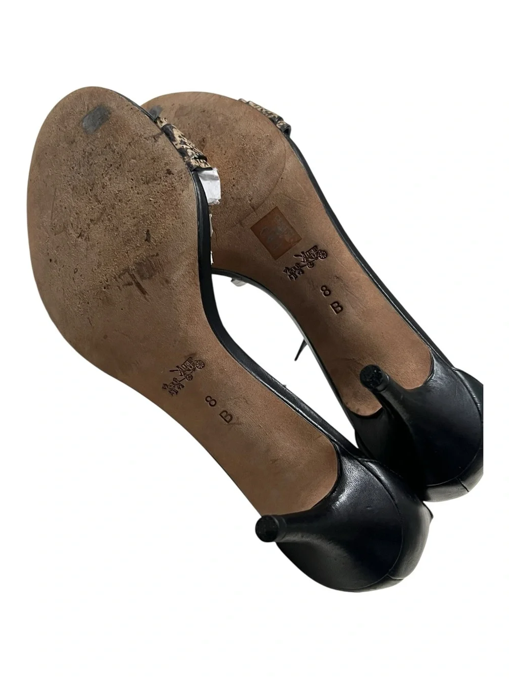 Coach New York, Marcella ankle strap sandals With Snake Skin Accent Strap Size 8